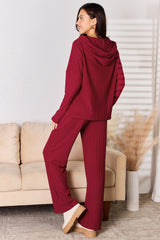 Basic Bae Full Size Ribbed Hooded Top & Pants Set - Trendy Lounge Wear
