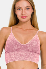 Zenana Stylish Washed Ribbed Padded Bra Cami - Comfortable & Trendy