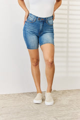 Judy Blue Tummy Control Bermuda Denim Shorts - Double Button Style