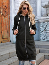 Full Size Zip-Up Longline Hoodie with Pockets | Trendy Outerwear
