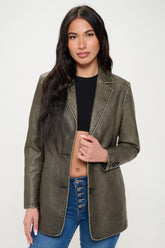 Coalition LA Single-Breasted Vegan Leather Blazer - Chic, Cruelty-Free Fashion