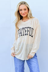 And The Why GRATEFUL Long Sleeve Knit Top - Chic & Comfortable Women's Fashion