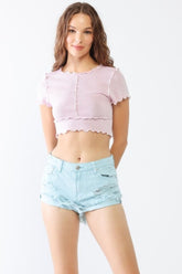 LITZ LA Women's Distressed Ripped Denim Shorts - Trendy Summer Fashion