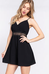 Comfortable & Stylish Waist Lace Trim Cami Romper - Perfect for Any Occasion