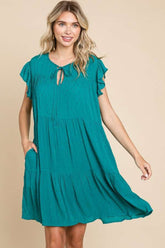 Chic Ruffle Cap Sleeve Tiered Dress - Feminine & Stylish Design | Culture Code