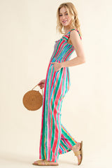 And The Why Full Size Striped Smocked Sleeveless Jumpsuit - Chic & Comfortable