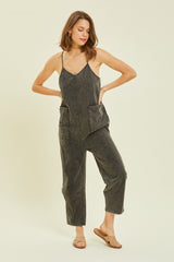 HEYSON Full Size Mineral-Washed Oversized Jumpsuit with Functional Pockets - 100% Cotton