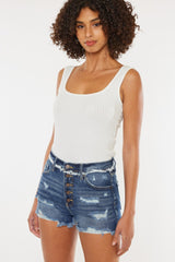 Kancan Distressed Button Fly Denim Shorts - Trendy Summer Fashion for Casual & Chic Outfits