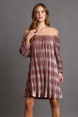 Umgee Velvet Off-Shoulder Balloon Sleeve Mini Dress - Elegant Party Wear