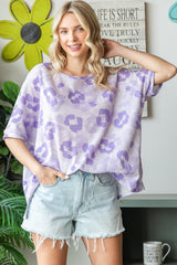 HOPELY Women's Oversized Waffle Knit T-Shirt with Stylish Print