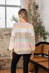 Sew In Love Full Size Color Block Round Neck Sweater - Cozy & Stylish Acrylic Knit