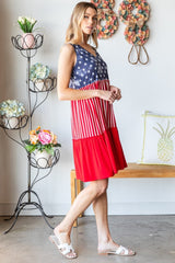 Patriotic US Flag Contrast Tank Dress - Perfect for Summer Celebrations