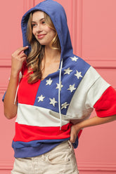 BiBi American Flag Theme Hoodie - Patriotic Stars and Stripes Sweatshirt