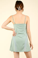 VERY J Trendy Mesh Detail Tennis Mini Dress with Built-In Shorts - Comfortable Activewear