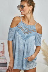 BiBi Elegant Crochet Lace Top with Adjustable Straps - Stylish & Comfortable