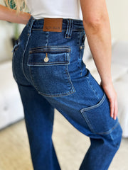Judy Blue Women's High Waist Straight Leg Cargo Jeans - Stylish & Functional