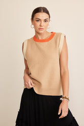 Trendy Contrast Round Neck Sweater Vest - Perfect for Layering