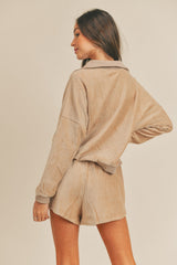 MABLE Corduroy Half Zip Top & Shorts Set - Stylish & Cozy Casual Wear