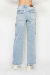 Judy Blue Full Size High Waist Straight Cargo Jeans - Trendy Utility Style with Versatile Pockets