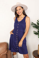 Chic Sleeveless Empire Waist Slit Dress with Button Front - Versatile Fashion by NK Wears