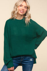 Haptics Full Size Mock Neck Side Slit Knit Top for Elegant Style