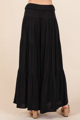 Mittoshop Women's Smocked Waist Wide Leg Tiered Pants - Elegant Crepe Fabric