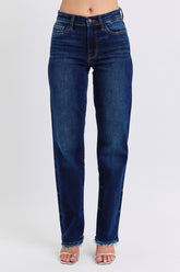 Judy Blue Full Size Raw Hem Straight Leg Jeans - Versatile & Fashionable Denim
