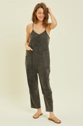 HEYSON Full Size Mineral-Washed Oversized Jumpsuit with Functional Pockets - 100% Cotton