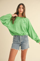 Mable Round Neck 'Malibu Vintage' Embroidered Crop Sweatshirt