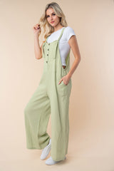 White Birch Sleeveless Wide Leg Jumpsuit with Pocketed Design