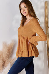 Hailey & Co Women's Full Size V-Neck Flounce Sleeve Blouse - Elegant & Versatile
