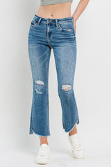Vervet by Flying Monkey Mid Rise Distressed Cropped Flare Jeans - Trendy Denim for Women