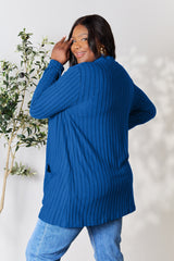 Basic Bae Full Size Ribbed Open Front Cardigan with Pockets - Comfort & Style for Every Occasion
