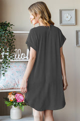 Heimish Full Size Ribbed Round Neck Short Sleeve Tee Dress - Comfortable & Versatile Wardrobe Essential