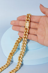 Luxurious Brass Curb Chain Necklace with Cubic Zirconia