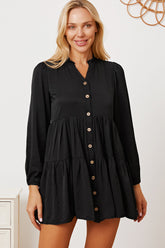 Women's Ruffled Tiered Long Sleeve Button-Up Shirt - Elegant and Comfortable