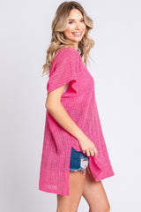GeeGee Short Sleeve Knit Cover-Up Dress with Side Slits - Stylish Summer Essential