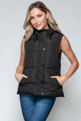 Stylish Hooded Vest with Snap and Zip Closures - Versatile and Warm