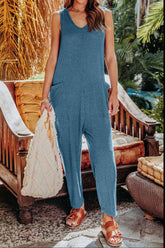 Double Take Full Size Sleeveless Straight Jumpsuit with Pockets