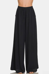 Zenana Women's Pleated Linen Blend Wide Leg Pants - Chic & Breathable