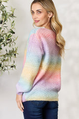 BiBi Rainbow Gradient Crochet Detail Sweater with Elegant Tassels
