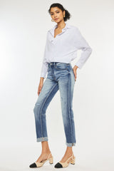 Kancan High Rise Cuffed Straight Jeans - Versatile Denim Essential