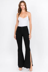 American Bazi Women's Side Slit Flare Jeans - Trendy and Versatile Denim