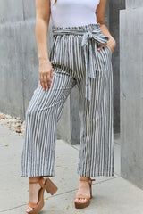 Heimish Striped Paperbag Waist Culotte Pants - Chic & Comfortable