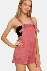 Zenana Washed Knot Strap Rompers - Chic & Comfortable Summer Style