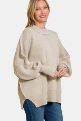 Zenana Side Slit Oversize Sweater - Trendy & Comfortable Knitwear