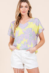 BOMBOM Women's Floral Short Sleeve T-Shirt - Trendy & Versatile