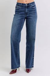 Judy Blue Full Size Raw Hem Mid Rise Jeans - Trendy & Versatile Denim