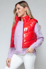 Trendy Snobbish Shiny Quilted Turtleneck Vest for Women
