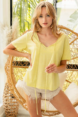 BiBi Women's Tied Detail Short Sleeve T-Shirt - Stylish and Versatile Wardrobe Essential